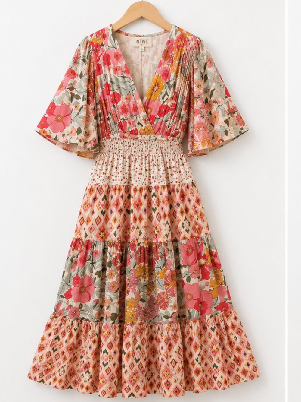BiBi Floral Print Mix and Match Midi Dress